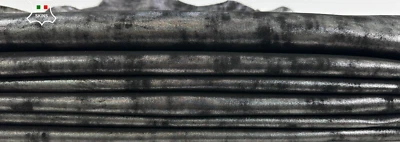 METALLIC GUNMETAL NUBUCK DISTRESSED SHIMMER Goatskin 3 skins 10+sqf 0.9mm C2392 - Image 1 of 4