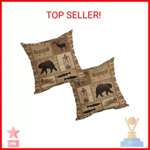 FJWMZ Rustic Bear Throw Pillow Cover 2 Pcs Western Animal Moose Deer Pillows Cas - Picture 1 of 2