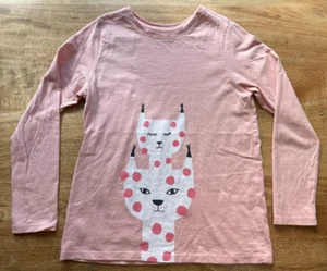Tea Collection Long Sleeve Shirt Girls Size 12 EUC Peach w/ Cats Adorable! - Picture 1 of 5