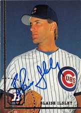 Blaise Ilsley autographed baseball card Cubs 1994 Topps Bowman #188 small crease
