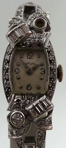 Hamilton Ladies Vintage Art Deco Watch Platinum set with Diamonds Watch ONLY - Picture 1 of 5