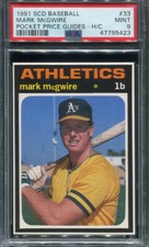 PSA 9 MINT 1991 SCD POCKET PRICE GUIDE MARK McGWIRE #33 A'S REPLI-CARDS B141