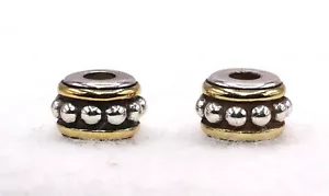Brighton Set of 2 MINI Size Silver & Gold Beads Silver Beads - Picture 1 of 9