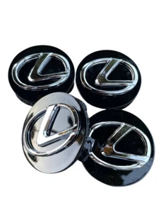 Set of 4 pcs Glossy Black Lexus Wheel Center Hub Caps Rim Cover 62 mm - Picture 1 of 5