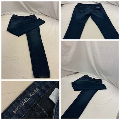 Pantalones de mezclilla Michael Kors 8 azul lavado oscuro ajustados rectos mezcla de algodón YGI Y1-769 Foto 1 de 4