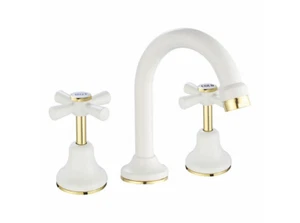 Shaw & Mason Ivory & Gold Basin Set Bathroom Tap 9L/Min WELS 3-Star - Picture 1 of 1