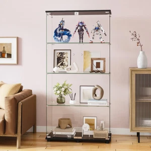 Glass Display Cabinet, Curio Cabinet 5mm Tempered Glass Floor Standing Bookshelf - Picture 1 of 9