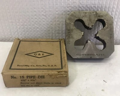 Reed No. 1S Pipe Thread Die Head 3/8"-18 NPT Vintage Hand Tool Thread Die NOS - Image 1 of 4
