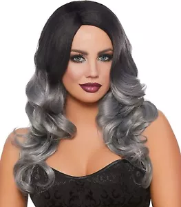 Dreamgirl Long Curly Black Grey Ombre Hair Wig Halloween Costume Accessory 11336 - Picture 1 of 1