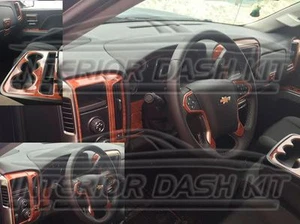GMC SIERRA 1500 2500 INTERIOR WOOD DASH TRIM KIT SET 2014 2015 2016 2017 2018 - Picture 1 of 12