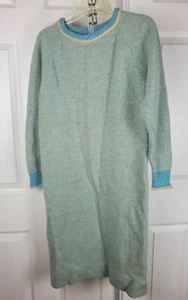 Abito maglione vintage anni 70 Sears Shetland lana blu verde mod piccolo/medio - Foto 1 di 11