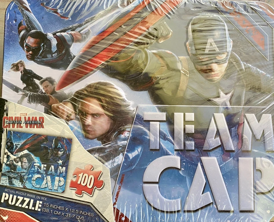 Marvel Superhero Team Stark/Team Cap 100 Pc Puzzle In Lunch Box New Sealed - Image 1 of 4