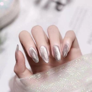 Full Cover Artificial Nail Tips Almond Cat Eye False Nails Fake Nails Wearable - Picture 1 of 4