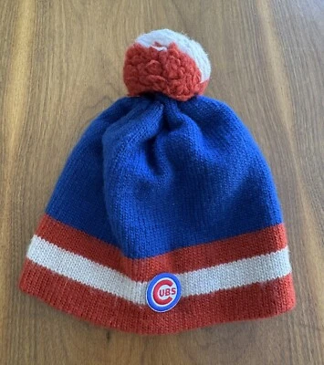VTG Chicago Cubs Beanie Hat with Pom Pom Top One Size 100% Virgin Wool - Image 1 of 3