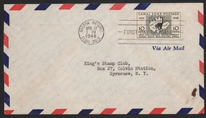 CANAL ZONE 1948 FIRST DAY COVER 25TH ANNI. CZ BIOL AREA COATIMUNDI STAMP DUPLEX - Picture 1 of 4