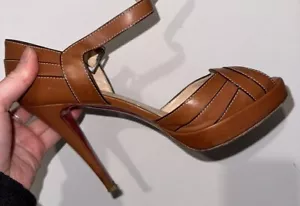 Tan Peep Toe Christian Louboutin Size 38 1/2 - Picture 1 of 5