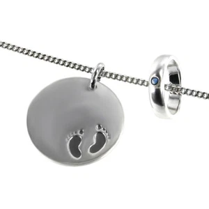 Set Taufe Geburt Kinder Baby Füsschen mit Kette und Taufring inklusive Gravur - Bild 1 von 8