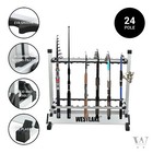 24 Rod Fishing Pole Holder Aluminum Alloy Stand Rack Storage Portable Tool US