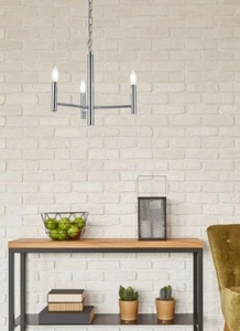 Chandelier Light Fixture Chrome Modern Foyer Living Dining Room Bedroom 17" - Picture 1 of 8