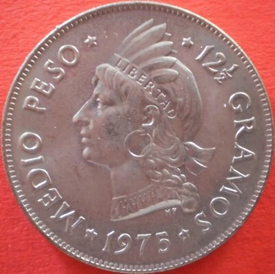 DOMINICAN REPUBLIC ½ PESO 1975 Dominicana Dominikanische Dominicaine Domenicana - Image 1 of 2