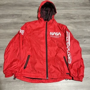 Bleecker Mercer Windbreaker Jacket Men M NASA Black Fullzip Mesh lined Red - Picture 1 of 7