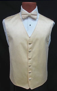 Men's Perry Ellis Yellow Tuxedo Vest & Tie Set Cruise Wedding Party Groom Prom - Picture 1 of 7