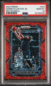 2022-23 Prizm Kenneth Lofton Jr Red Sparkle Prizm Rookie RC #253 PSA 10 GEM MT