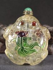 Chinese Goldfish Toad Carved Peking Glass Snuff Bottle