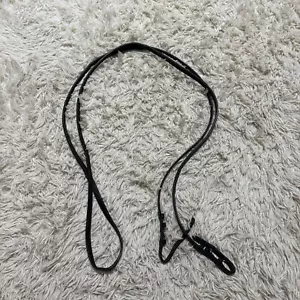 Black Leather Horseback Riding Flat Curb Rein - Picture 1 of 3