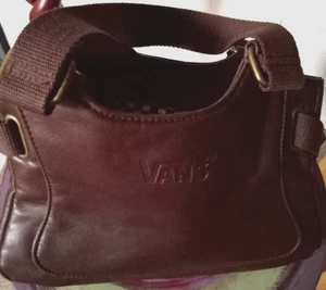 Vans Small Brown Faux leather Handbag w/ buckles on the side and checker lining - Picture 1 of 20