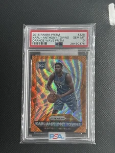 2015 Panini Prizm KARL-ANTHONY TOWNS Orange Wave Rookie RC #328 PSA 10 POP 31 - Picture 1 of 1