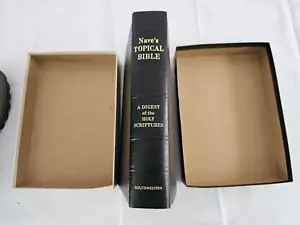 Nave’s Topical Bible Vtg Southwestern Company Black Leather Thumb Index Boxed - Picture 1 of 13
