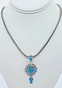 Carolyn Pollack Pendant Enhancer Turquoise Sleeping Beauty Sterling 744 - Picture 1 of 7
