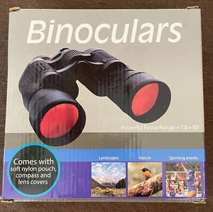 Binoculars with soft nylon pouch, compass and lens covers - Picture 1 of 2