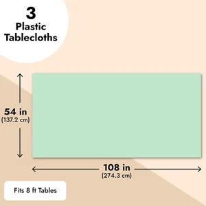 3 Pack Mint Green Plastic Rectangle Party Table Cloth Cover - 54X108 Tableclo... - Picture 1 of 1