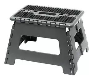 Folding Step Stool 9" Multi Purpose Anti Slip Grip Pimples Easy Storage Grey New - Picture 1 of 8