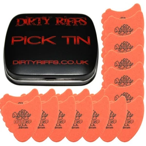 24 selecciones de guitarra Dunlop Tortex Fin - 0,60 mm naranja en una práctica lata de selección - Imagen 1 de 1
