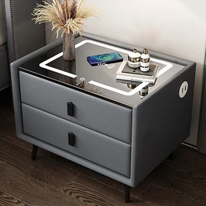 Smart Bedside Table with Light Phone Charging Modern Bedroom Furniture Drawers - Picture 1 of 34
