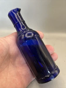 STUNNING CONDITION 18 SIDED COBALT BLUE VICTORIAN DESK POURING INK BOTTLE - Picture 1 of 8