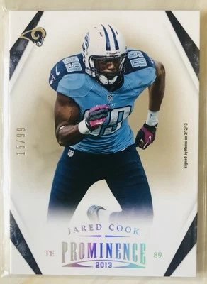 2013 Panini Prominence Platinum #81 - Jared Cook#15/99 - Rams & Titans - MINT - Image 1 of 2