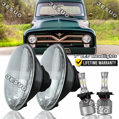 Par de faros LED H4 de 7 pulgadas para camioneta Ford F100 F250 F350 1953-1977 Foto 1 de 4