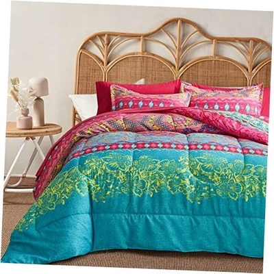  Cama Boho en Bolsa 7 Piezas Queen Size, Colorido Queen-7 Piezas Boho-rosa Rojo Foto 1 de 4