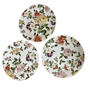 Royal Danube Chintz Roses 3 Plates 7 5/8" Salad Dessert Gold Trim NICE - Picture 1 of 5