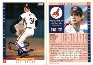 Dave Mlicki Signed 1993 Score #285 Card Indians Auto AU Autograph Den - Picture 1 of 1