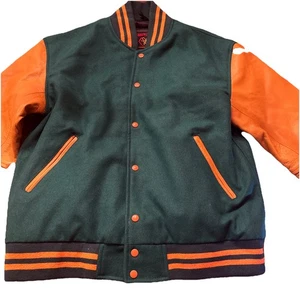 Brutal Bee Men’s Wool Leather Varsity Jacket 3XL Green Gold Packers Colors Snap - Picture 1 of 10