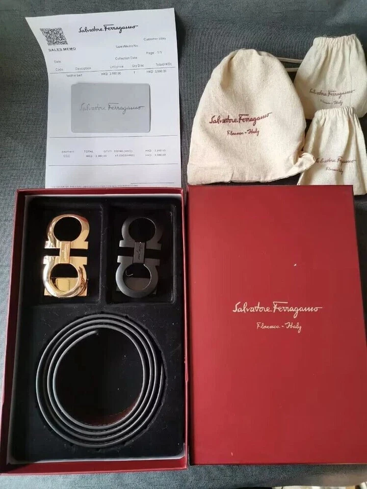 Cinturón de cuero Salvatore Ferragamo para hombre exquisito artesano italiano regalo de lujo Foto 1 de 4