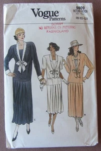 Vintage Vogue Pattern 9809 Dress Long Skirt Sailor Collar Drop Waist 8 10 12 UC - Picture 1 of 4