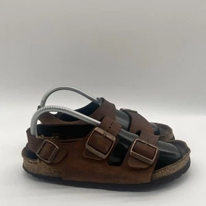 Womens Size 40/ 9.5 Birkenstock Birki's Sandals Milano Brown Black Garden Beach - Picture 1 of 9