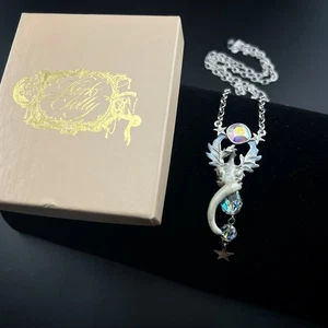 Kirks Folly Necklace Dragon Flying Star Ice Rhinestone Crystal Dangle Silver Ton - Picture 1 of 19