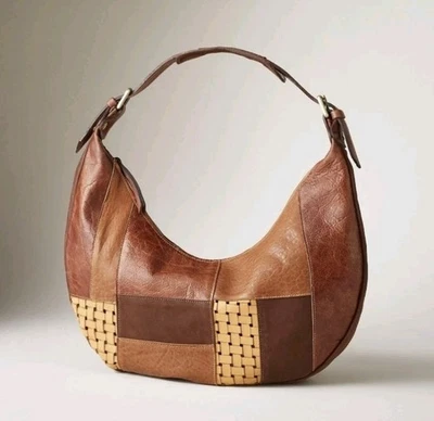 Sundance коричневый кожаный лоскутное одеяло богемное наплечная сумка сумочка - Изображение 1 из 4